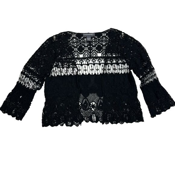 Kate & Mallory Tops - Kate & Mallory Crochet Shrug Top Open Front 3/4 Sleeve Gothic Romantic Victorian